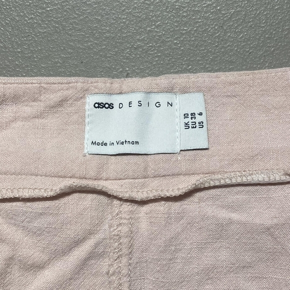 ASOS Light Pink High Rise Linen Blend Pleated Shorts Women's Size 6 Flowy EUC - Picture 4 of 5